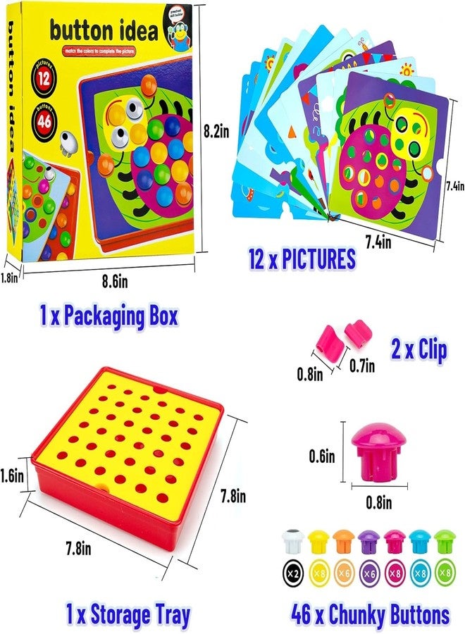 Slipps Button Art Toys for Toddlers 3-5 Years Old,Educational Color Matching Mosaic Pegboard & Fine Motor Skills Game,Early Preschool Learning Crafts Activity for Boys & Girls (Ladybug) - Image 3